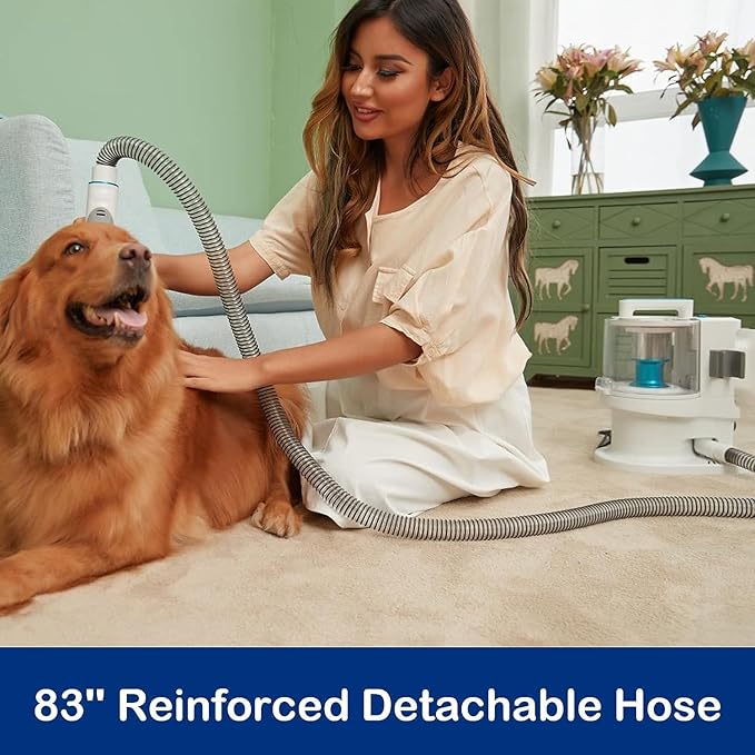 Dog Vacuum for Shedding with Max 3.4L Dust Bin, Hyper-Power but Super Quiet, 4 Professional Grooming Tools, Gift for Cat Pets Hair