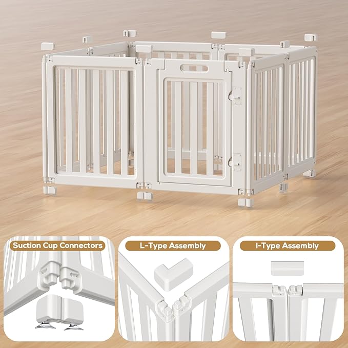 Dog Playpen, Clear Dog Pen, Dog Pen Indoor, Easy to Install and Remove Dog Play Pen, Puppy Playpen Suitable for Dogs, Cats,Dog Playpen Indoor (White, 23.6 inch Height, 8 Panels)