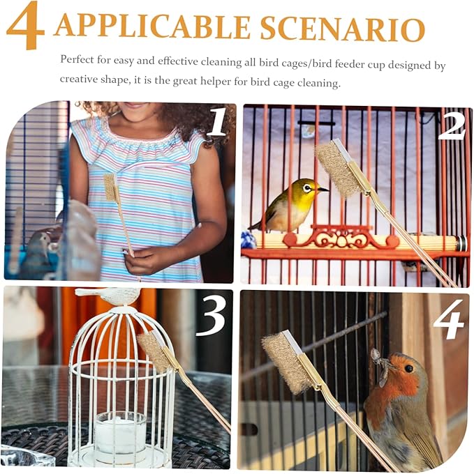 POPETPOP 1 Set Wire Brush Birdcage Cleaning Tools Long Cleaner for Lint Professional Handle Bird Cage Brushes Rabbit Brush Bird Cage Cleaning Hamster Brush Parrot Cage Brush Steel
