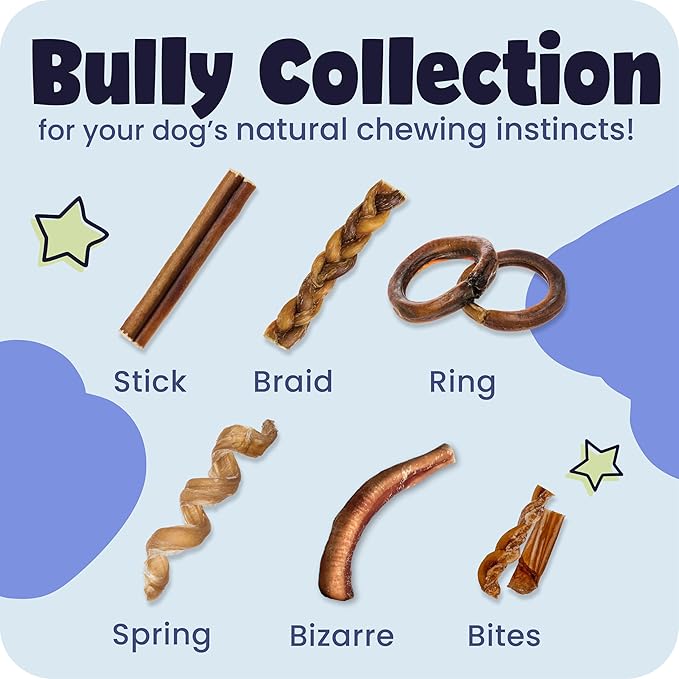 Pawstruck All-Natural 6" Bully Stick Springs for Dogs - Fun, Challenging, Rawhide-Free, 100% Beef, Single Ingredient Chew Bones - Fully Digestible, Low Odor - 10 Pack - Packaging May Vary