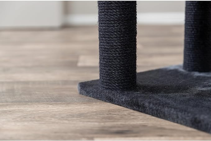 Trixie Isaba Scratching Post – Cat Tower with Jute Posts, Hammock, Condo & Soft Bed – Indoor Cat Furniture for Scratching & Climbing – Black/White, 14.2" x 14.2" x 24.4"