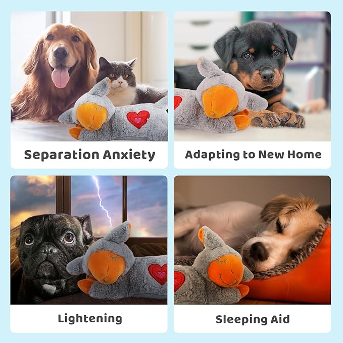 ALL FOR PAWS Heartbeat Puppy for Dogs, Dog Anxiety Relief and Calming Aid Toys, Heartbeat Stuffed Animal Toy for Behavioral Training, Snuggling Plush Toy for Puppy Sleep Aid, Grey Sheep