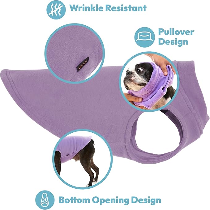 Gooby Stretch Fleece Vest Dog Sweater - Lavender, 5X-Large - Warm Pullover Super Stretchy Fleece Dog Jacket for Small to Large Dogs