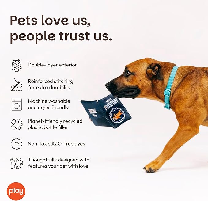 P.L.A.Y. PY7048ESF Plush Toy for Dogs and Cats Passport