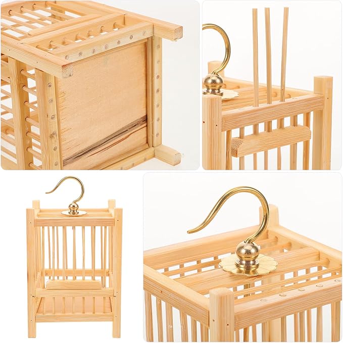 WOONEKY Compact Cricket Cage Mini Storage Holder Bamboo Mesh Nest Box for Boys and Girls Nature Learning
