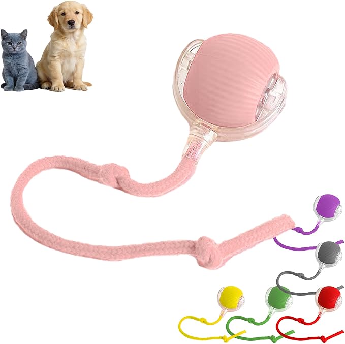 Smart Tiny Fetch Dog Toy, Interactive Cat Toys Ball with Smart Motion Sensor and Auto-Dodging for Bored Kitten Pet Cats Dogs (Pink)