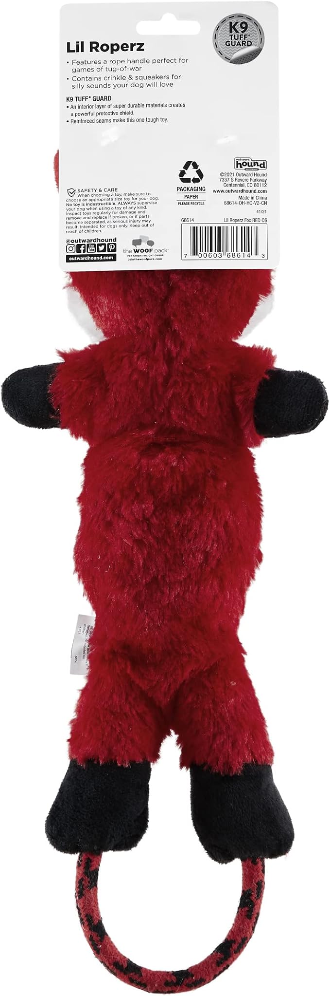 Charming Pet Lil Roperz Fox Durable Plush and Rope Tug Dog Toy (Pack of 3)