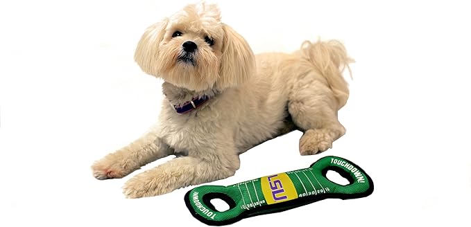 NCAA Football Field Dog Toy with Squeaker. - LSU Tigers - for Tug, Toss, and Fetch. - Tough& Durable PET Toy