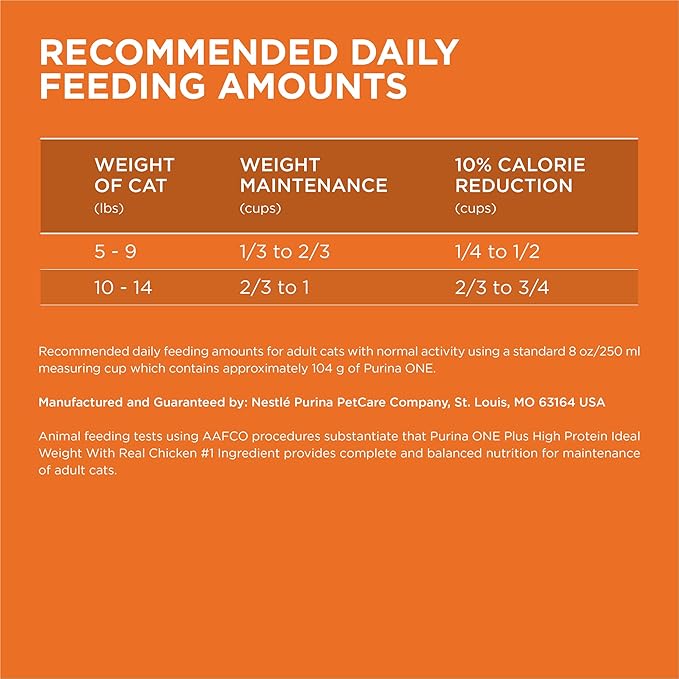 Purina ONE High Protein, Healthy Weight Plus Ideal Weigһt With Chicken Dry Cat Food Wеight Control Formula - 16 lb. Bag