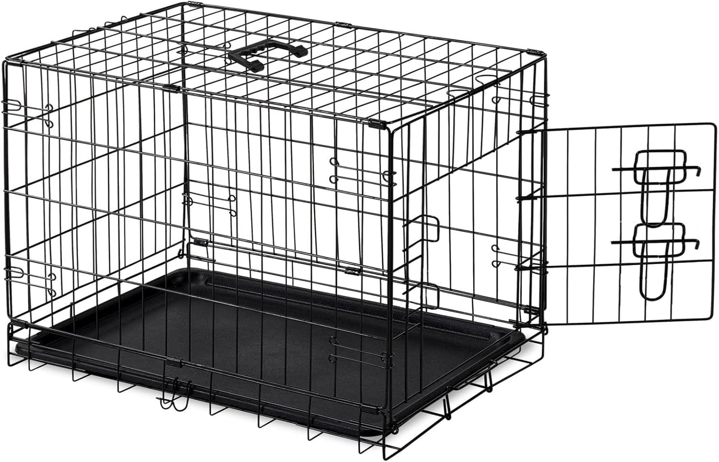Dog Crate, 30 Inch Medium Wire Kennel with Divider Panel, Metal Cages with Double Door, Leak-Proof Pan Tray, Folding Portable for Indoor Outdoor Travel
