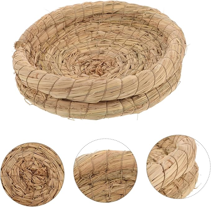 Abaodam 5pcs Rabbit Straw Nest Bed Small Animal Bedding Birdcage Accessories Home Decor
