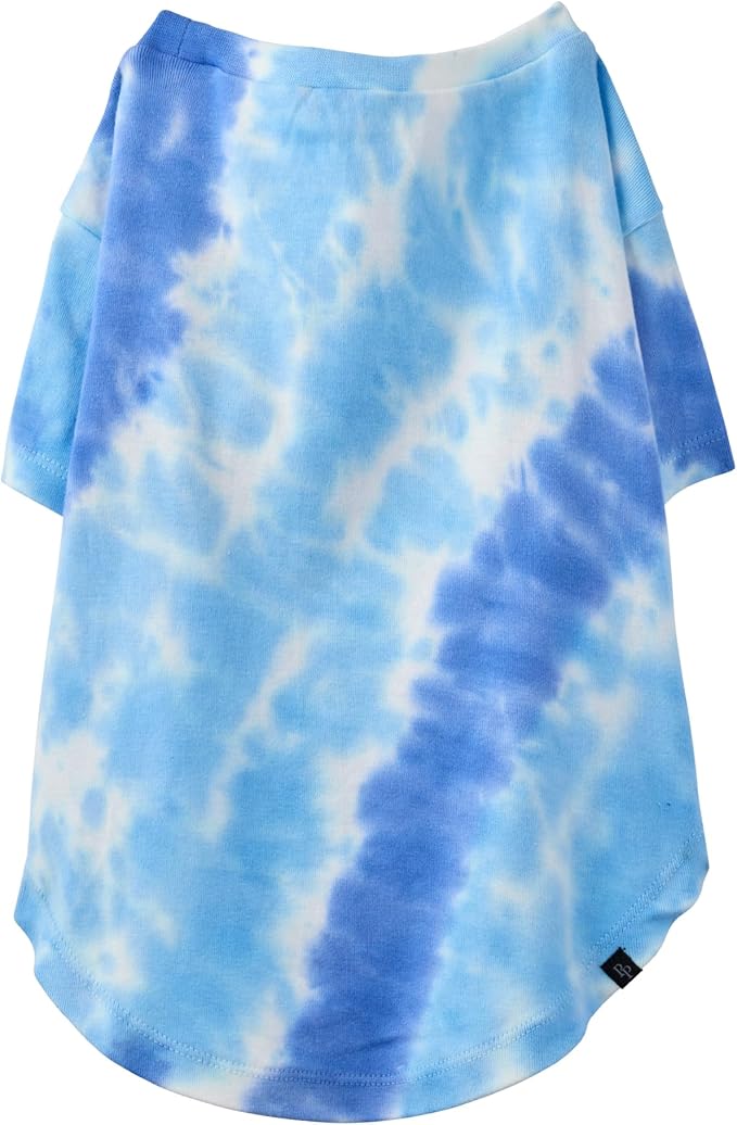 Pet Passion Toby II - The Perfect Tee, 3 Pack Short Sleeve Pet T-Shirt 100% Organic Cotton Tees Clothes for Small, Medium, Large Dogs, Blue Tie Dye, Large (40-60 lbs)
