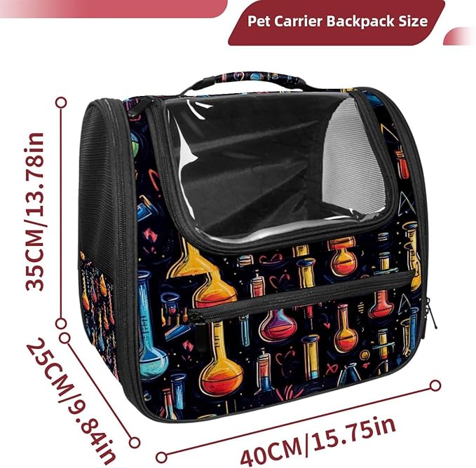 Dog Carrier Backpack for Small Pets - Cat & Dog Backpack for Hiking, Camping or Travel, Chemistry Science Laboratory (10)
