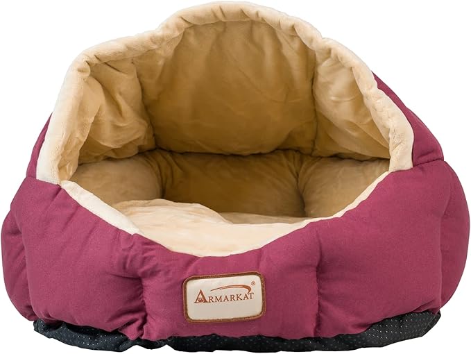 Armarkat Cat Bed 18-Inch Long C08HJH/MH, Burgundy and Beige