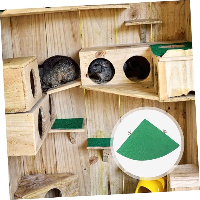 Fan Shape Frosted Wooden Pet Cage Platform for Small Animals Decoration for Hamsters Parrots Squirrels and Gerbils Durable Chew Design Random Color