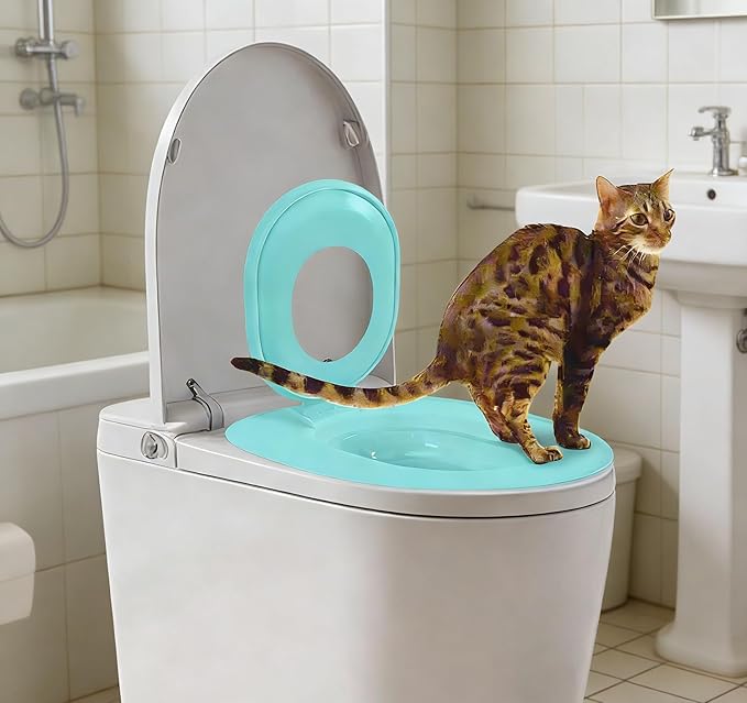 Cat Toilet Seat Training Kit,Reusable Plastic Trainer for Pet Cleaning,Removable Pet Toilet Training System,Portable Trainer for Home Pet Shop Pet Care,Easy Installation,Stable and Durable (Pink)