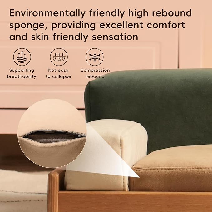 GDFStudio 24.8" Modern Wooden Pet Bed for Cats and Dogs, Oak Veneer Frame with Washable Cushion, Scratch-Resistant Fabric, Elevated Pet Sofa Bed with Non-Slip Feet and Hanging Toy for Indoor Pets