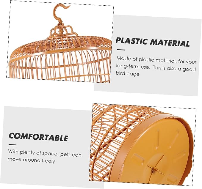 BESPORTBLE Hanging Bird Cage Plastic Round Design Durable and Spacious for Small Pets Parakeets and Decorative Use
