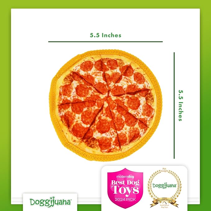 Doggijuana Cafe Combo Refillable Juananip Toy Bundle | Supreme Pizza & Pepperoni Pizza | Funny Dog Toy Plush with Catnip and Refill | Interactive Chew for Play