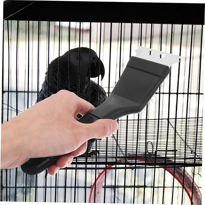 UPKOCH Birdcage Hygiene Brush Bird Droppings Removal Brush Long Handle Cage Cleaner Stainless Steel Shovel Versatile Pet Cage Cleaning Equipment