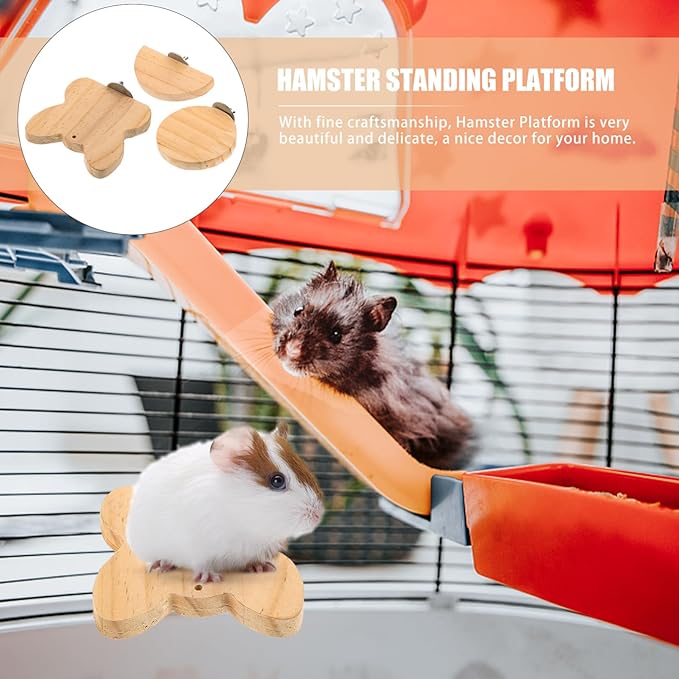 Mikikit 3pcs Wooden Hamster Jump Platform Interesting Parrot Toy for Small Pets Household Bird Cage Accessory Guinea Pig Stand Platform Climbing for Hamsters