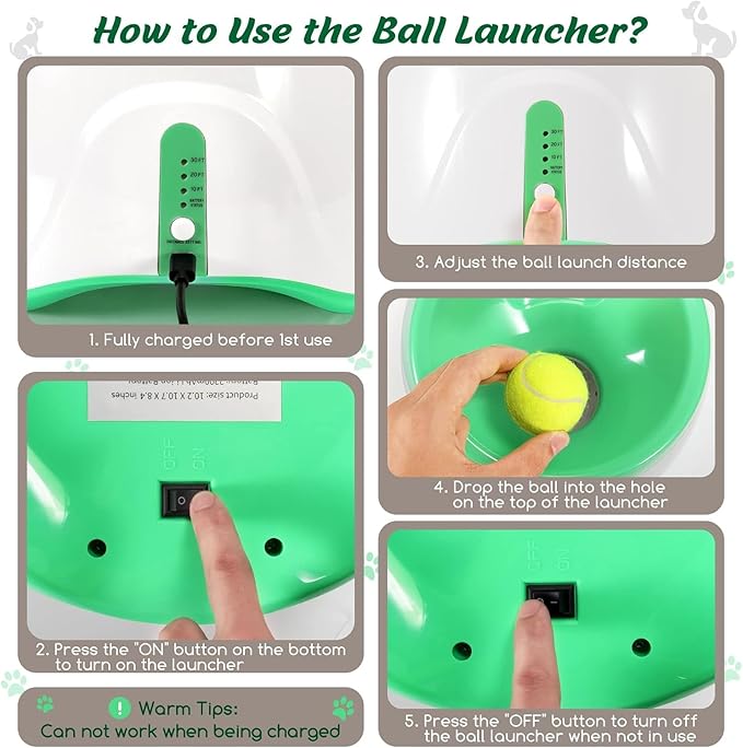 MEKAPLE Automatic Dog Ball Launcher, Dog Ball Thrower with 15 Mini Tennis Balls Sizing 2 Inch and Mesh Bag, Interactive Dog Toys Tennis Ball Launcher for Small Dogs with 3 Distance Settings