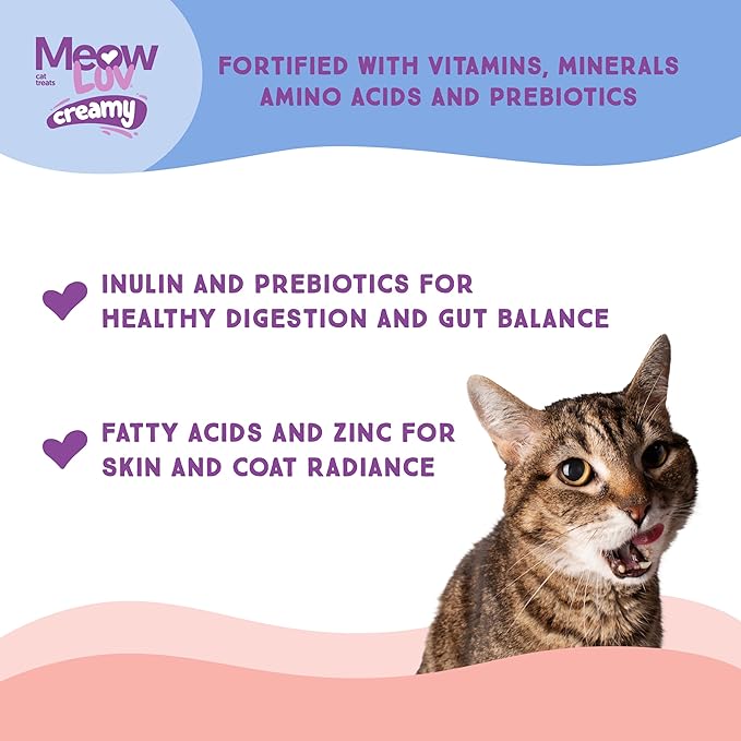 Ultra Chewy Meow Luv Salmon and Tuna Lickable Cat Treats - Delicious Squeezable Cat Treats - Carrageenan Free - No Artificial Preservatives - Irresistible Snack - 0.5 Ounce Tubes (Pack of 4)