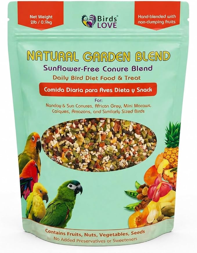 Birds LOVE All Natural Garden Blend Bird Food for Conures - Sunflower Free 2lb