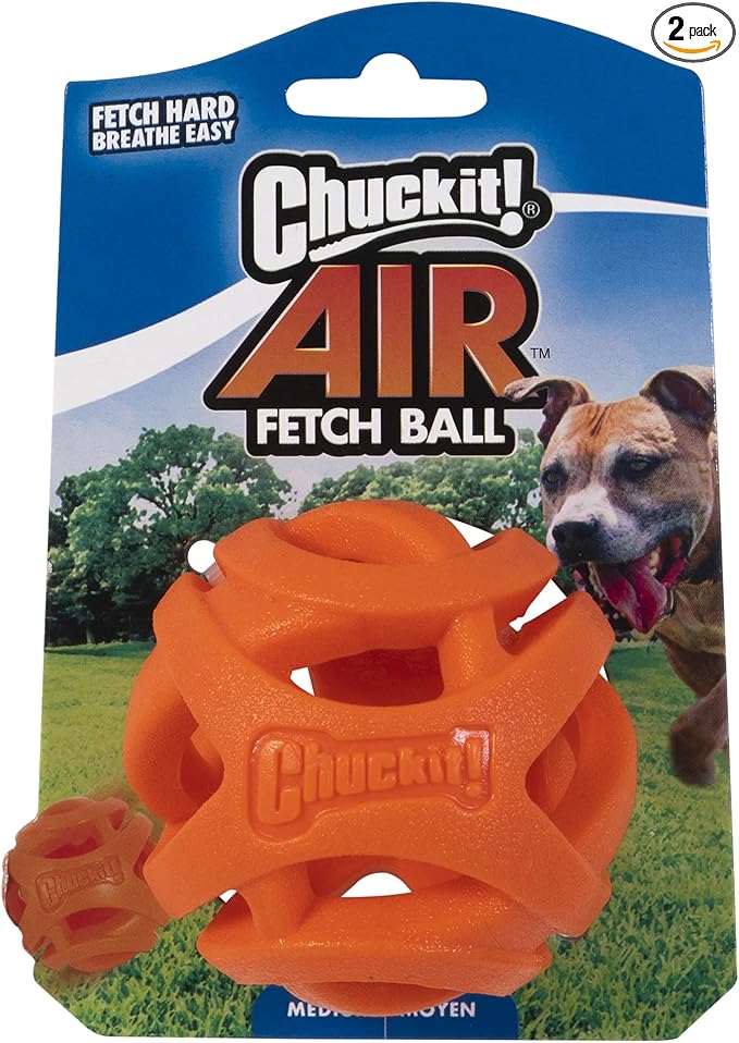 Chuckit! Air Fetch Ball Dog Toy, Medium (2.5 Inch Diameter), for dogs 20-60 lbs, Pack of 2