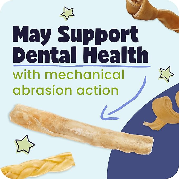 Pawstruck All Natural 11-12" Roasted Collagen Sticks for Dogs – Low Odor & Long-Lasting Bully Stick & Rawhide Alternative, Single Ingredient, Vet Approved – 20 Pack