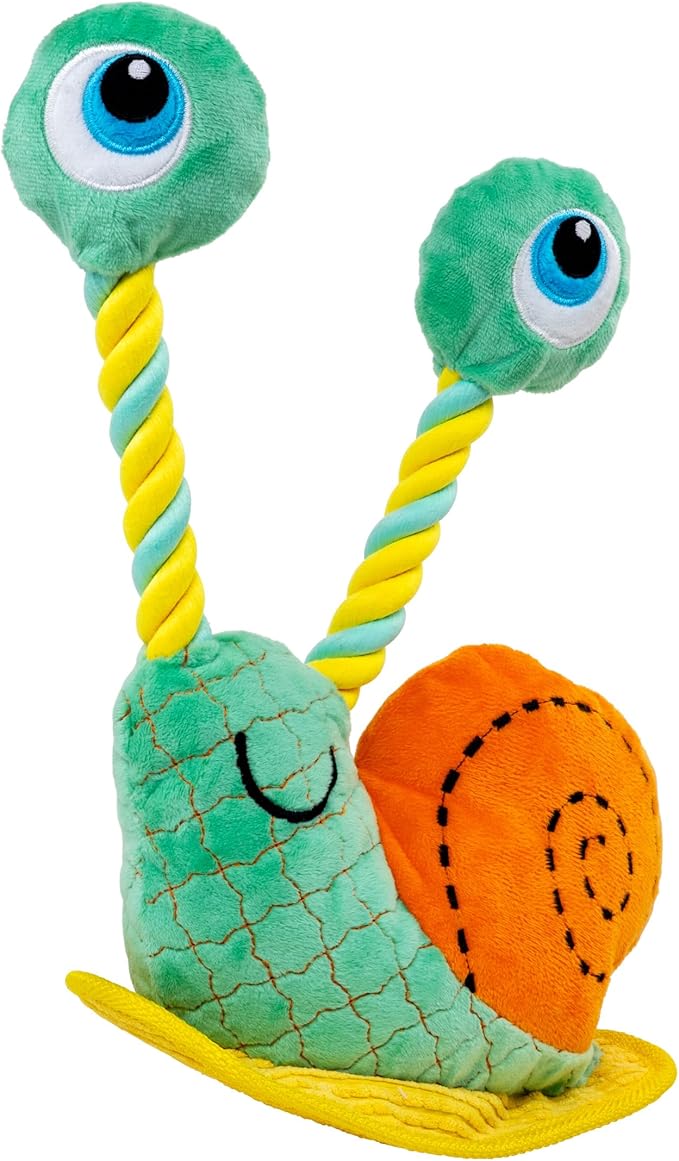KONG Bendeez Dog Toy – Durable Plush with Rope, Flexible Twistable Design, Squeaker for Interactive Play, Large Size for All Dogs (Snail)