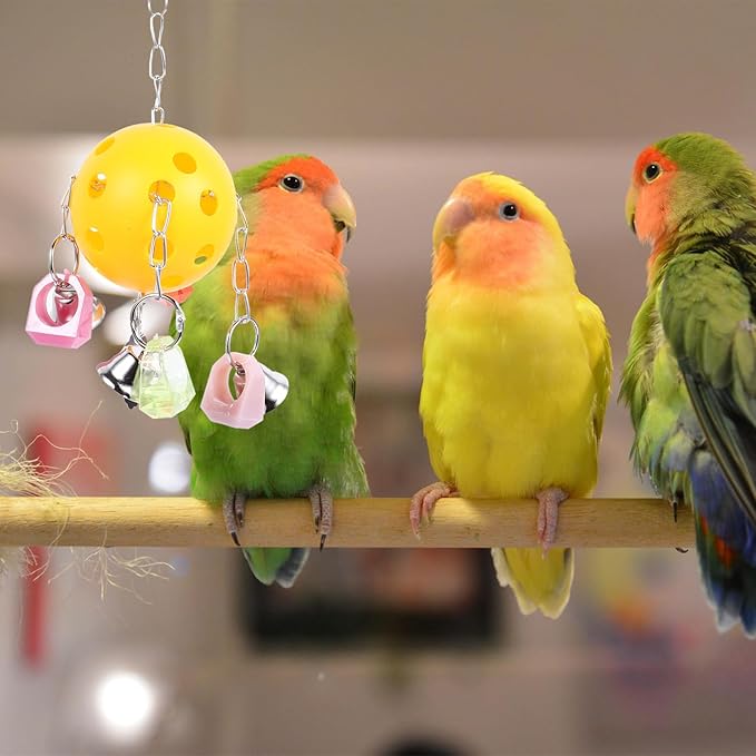 Parrot Hanging Bell Ball Colorful Chew Bird Cage Interactive Hanging Bell for Pet Parrots and Birds Suitable for Cage Play