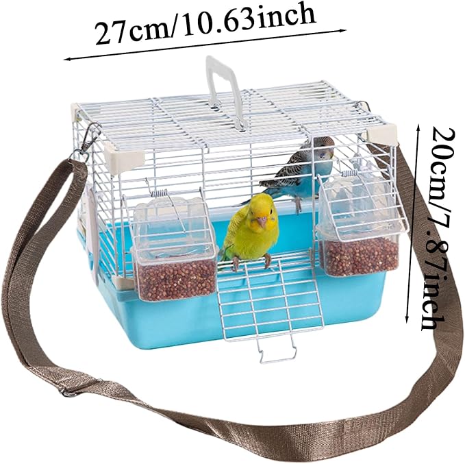 Bird Travel Cage - Portable Small Aviary, Heavy Duty Handle Design, Safe Sturdy Construction, Premium Pet Housing, Top Performance Cage, Cockatiels Budgies Pearl Munias Use 10.63x7.87x7.87 Inches