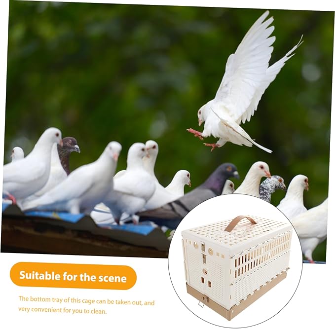 Happyyami Pigeon Aviary Cage Small Travel Carrier for Pigeon Training Breathing Mesh Pet Accessory