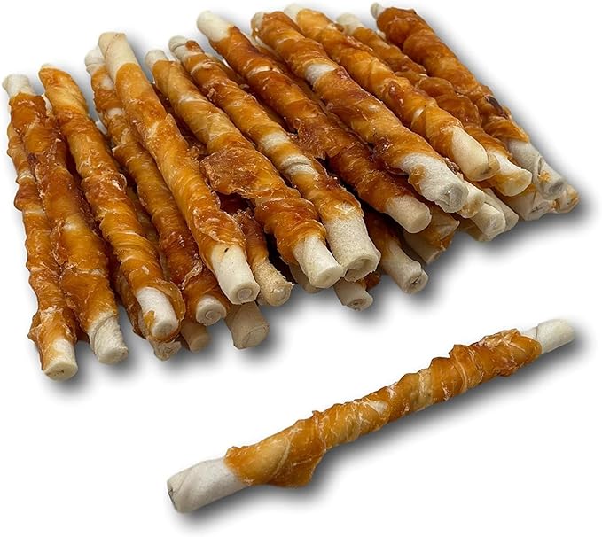 Top Dog Chews - All Natural Chicken Wrapped Rawhide Dog Twists (100 Pack), Natural Chew Sticks for Healthy Teeth and Happy Dogs, Delicious Dog Treats for Canine Dental Care (5", 100, Count)