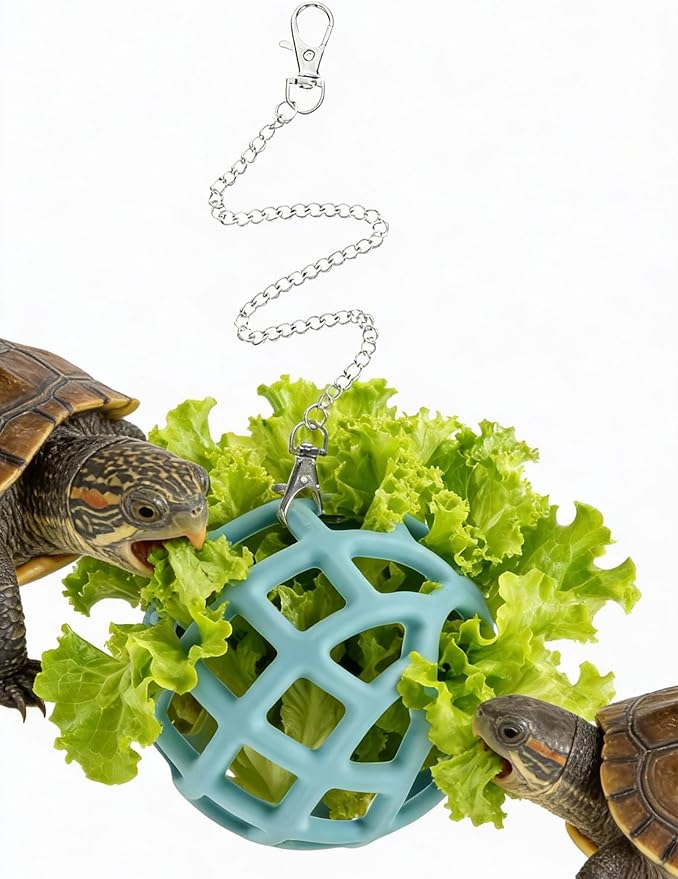 3.2 Inch Interactive Turtle Feeder Ball，Tortoise Toys & Turtle Tank Accessories，Aquatic Turtle Tank Decor for Turtle Habitat Enrichment，Toys for Turtles & Tortoise Habitat Accessories