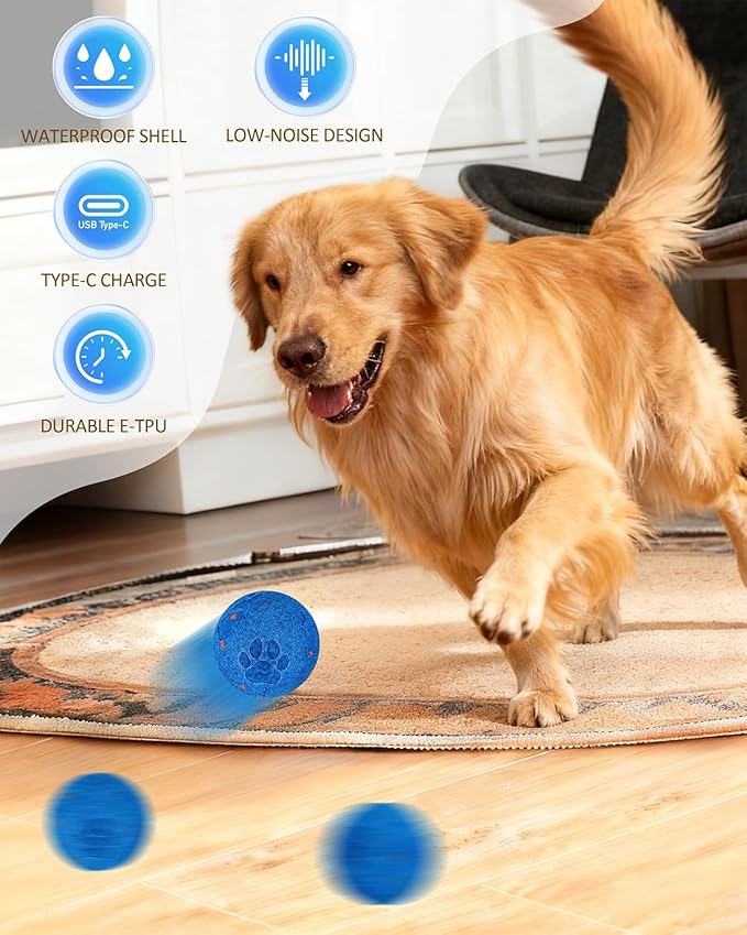 Interactive Dog Ball Toys for Medium & Large Dogs,Self-Moving, Auto-Vibrating,Bouncing Smart Dog Ball That Moves on It's Own Keep Them Busy,3.1″ Chew-Resistant E-TPU,IPX7 Waterproof (Include Gift Bag)