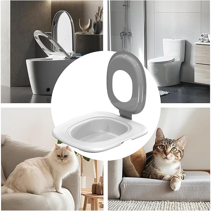 Cat Toilet Training Kit - Poratble Cat Toilet Cleaning Trainer, Eco-Friendly Toilet Litter Box Trainer | Reusable Sand Box Cat Trainer, Easy to Use Cat Toilet Trainer for Hygienic Pet Cleaning