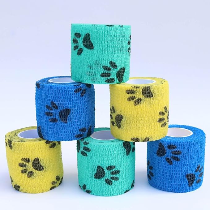 Self Adhesive Vet Wrap for Pets - Cohesive Bandage for Dog Cat Horse Wound Care, No Stick to Fur First Aid Bandage Stop Bleeding Prevent Licking, Flexible Paw Leg Tail Protector
