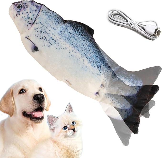 VAIZIQ Flopping Fish Electric Dog Toy - Realistic Moving Rocking Interactive Pet Toy for Small Medium Dogs, Chew Toy for Dog Exercise & Boredom Relief