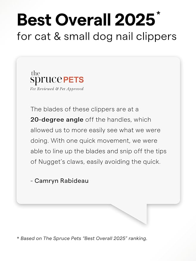 Pet Nail Clippers for Indoor Cats & Small Animals - Precision Angled Blades & Steady Grip - Ideal for Kittens Tiny Dogs Rabbits Birds - Nail Trimmer & Claw Scissors for Home Grooming - eBook + App