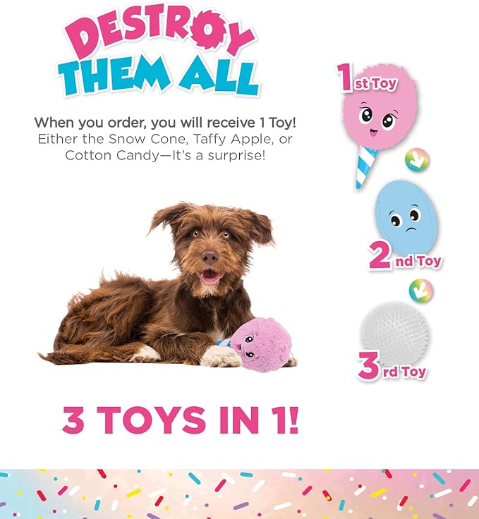 Outward Hound Surprise Destroy Them All Sweet Shop Dog Toy - 3-in-1 Dog Toy, Collect All of The Squeakin Sweet Treats!