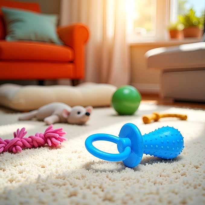 Blue Dog Pacifier,Chew Toys,Mini Bite Resistant Bell Shape Rubber Pacifier,Pet Dog Puppy Molar Chew Training Toy,Bell Chewing Playing Training Toys for Pet Puppy Cat Supplies 1 Piece
