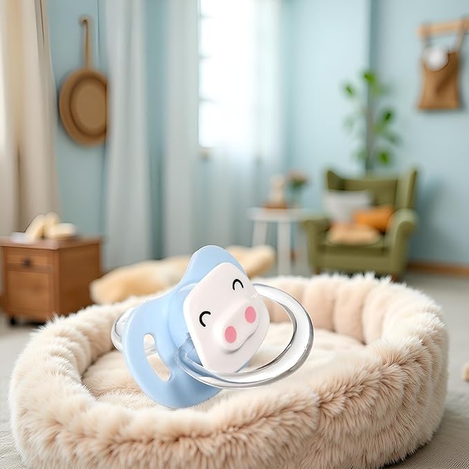 Pet Silicone Calming Pacifier, Dog Pacifiers for Small Dogs, Kitten Pacifiers, Puppy Teething Toys and Cat Chew Toys, Essential Pet Supplies, Puppy Essentials and Kitten Supplies (Blue Pig)