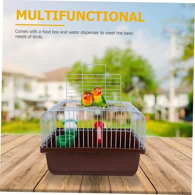 MERRYHAPY Multi-Functional Bird Cage for Parrots and Lovebirds Portable Travel Carrier with Spacious Design Easy Access for Feeding and Comfortable Perch for Animals
