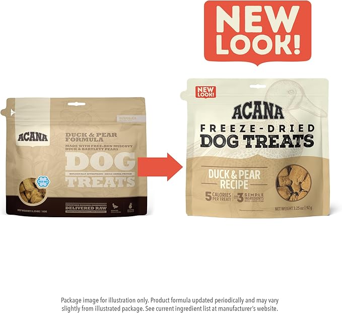 ACANA Singles Grain Free Dog Treats Limited Ingredients & Freeze-Dried Duck & Pear 1.25 Bag