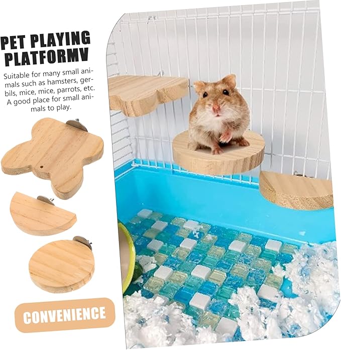 KESYOO 3pcs Wooden PET Jump Platform for Hamsters and Parrots Natural Bird Cage Climbing Stand Guinea Pig Accessories Small Animal Plaything