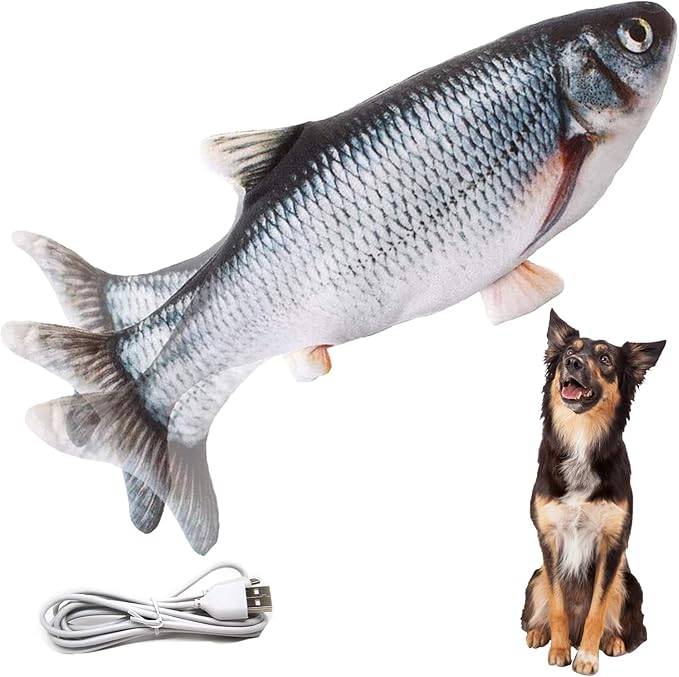 VAIZIQ Flopping Fish Electric Dog Toy - Realistic Moving Rocking Interactive Pet Toy for Small Medium Dogs, Chew Toy for Dog Exercise & Boredom Relief