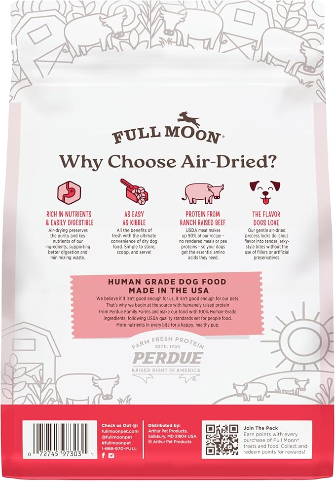 Full Moon Pure Protein Air Dried Dog Food Ranch Raised Beef Recipe 1lb