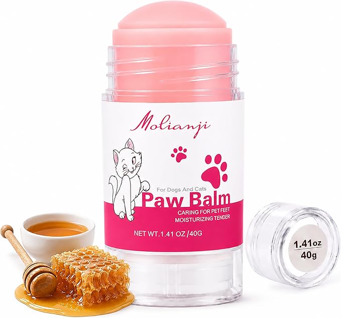 Cats Paw Balm Lick Safe,paw Butter for Cat-Friendly Natural Ingredients1.41oz, Pet Paw Wax moisturizer for Cat,for Healing Cracked Dry Paws,Snouts,Joint Care,Nose Butter for Cats,Pink